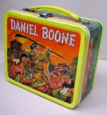 Antique Lunch Box Style Tin W Boys Playing Campfire Sailboats